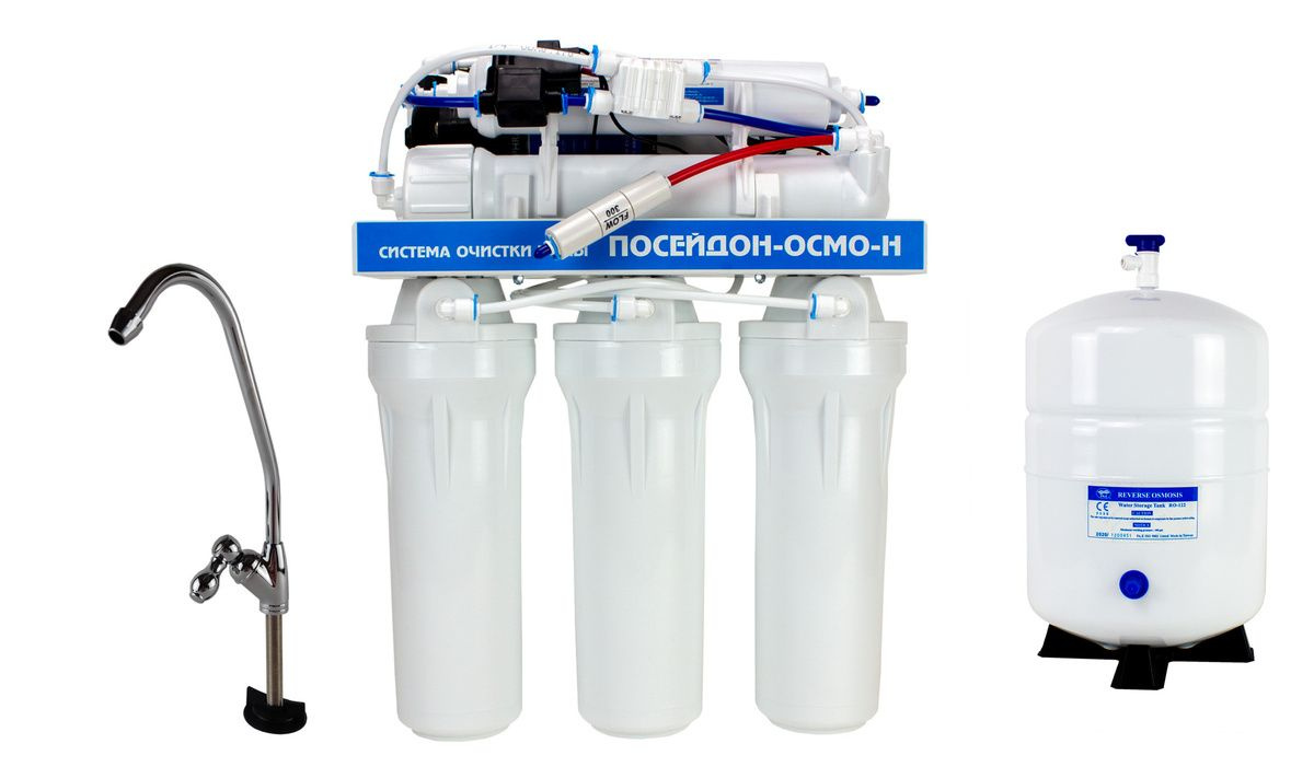 Комплект Обратный осмос Посейдон-Осмо с насосом, мет. бак